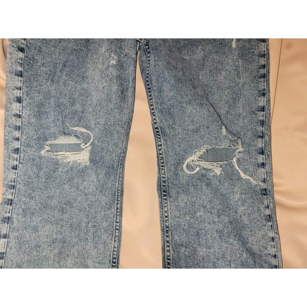 GAP Straight Crop Jeans Low Rise Acid Wash Distressed Blue Denim Frayed Hem - Picture 2 of 5